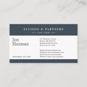 Procureur bij wet   Elegant donker grafiet Visitekaartje