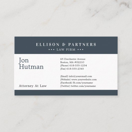 Procureur bij wet | Elegant donker grafiet Visitekaartje (Voorkant)