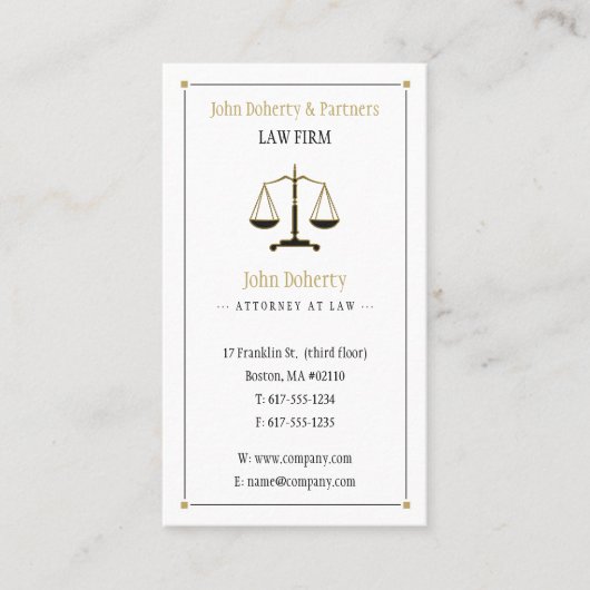 Procureur bij wet | Elegant Gold Black Visitekaartje (Voorkant)