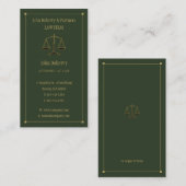 Procureur bij wet | Elegant Gold Green Visitekaartje (Voorkant / Achterkant)