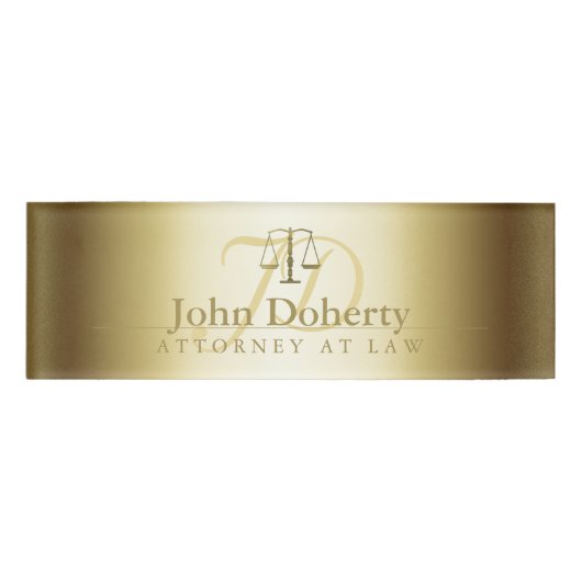 procureur bij wet | Elegant Gold Scales e.d. Naambadge (Voorkant)
