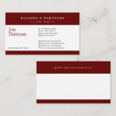 Procureur bij wet | Elegant Plain Dark Red Visitekaartje (Voorkant / Achterkant)