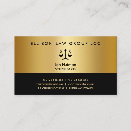Procureur bij wet | Elegant Professional Gold Blac Visitekaartje (Voorkant)