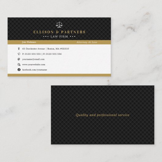 Procureur bij wet | Elegant Professional Gold Visitekaartje (Voorkant / Achterkant)