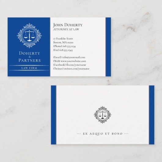 Procureur bij wet | Elegant schalen donkerblauw Visitekaartje (Voorkant / Achterkant)