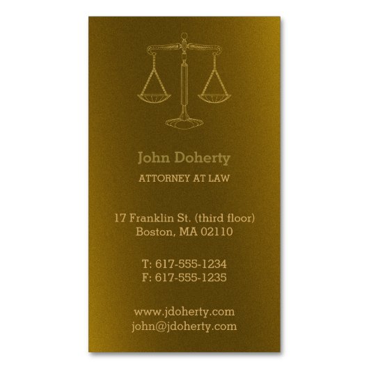 Procureur bij wet | Perfect Golden Scales of Justi Visitekaartje Magneet (Voorkant Verticaal)