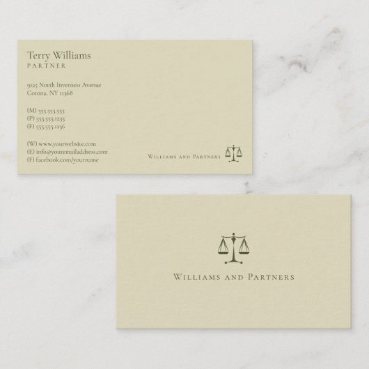 Procureur bij wet | Professionele advocaat Visitekaartje (Voorkant / Achterkant)