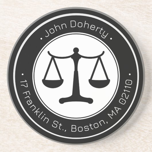 procureur bij wet | Schalen van het recht Zandsteen Onderzetter (Voorkant)