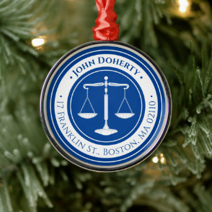 procureur bij wet Schalen van justitie Deep Blue Metalen Ornament