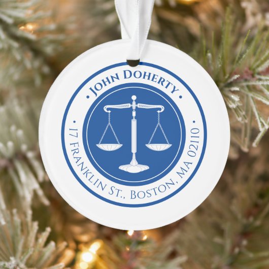 procureur bij wet | Schalen van justitie Deep Blue Ornament (Boom)