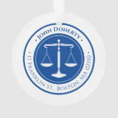 procureur bij wet | Schalen van justitie Deep Blue Ornament (achterkant)
