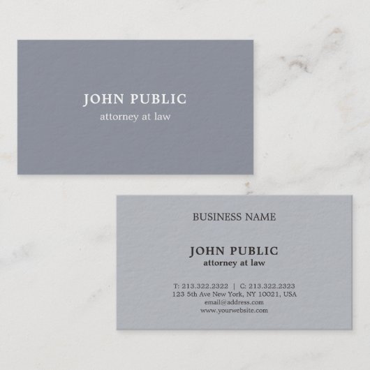 Procureur Modern Professional Elegant Grey Sjabloo Visitekaartje (Voorkant / Achterkant)