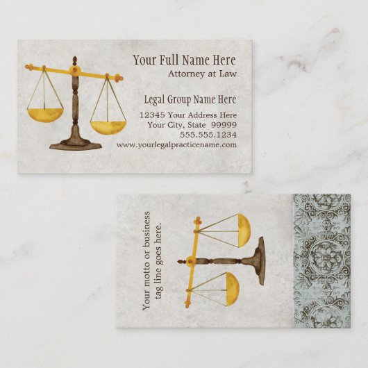 Procureur Rechtspraktijk rechter Symbol Visitekaar Visitekaartje (Voorkant / Achterkant)