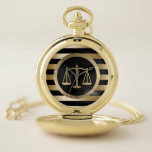 Procureur van de advocatenadvocaat van Law Gold Sc Zakhorloge<br><div class="desc">Attorney at Law Gold Scale Modern Stripes Lawyer Pocket Watches.</div>
