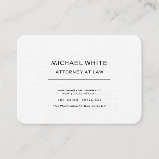 Procureur van de advocatenkantoor Linen Minimalist Visitekaartje (Voorkant)