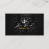 Procureur van de advocatuur Classy Dark Damask Law Visitekaartje (Voorkant)