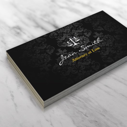 Procureur van de advocatuur Classy Dark Damask Law Visitekaartje
