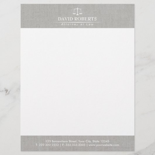 Procureur van de advocatuur Classy Linen Law Scale Briefhoofd Ontwerp (Voorkant)
