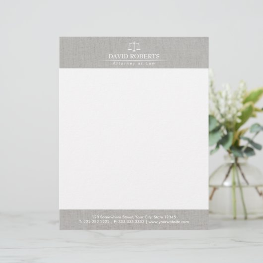 Procureur van de advocatuur Classy Linen Law Scale Briefhoofd Ontwerp (Staand voorkant)