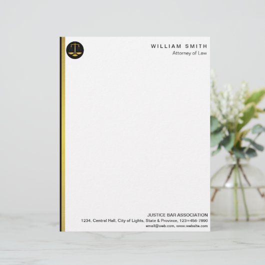 Procureur van de advocatuur Faux Gold Scale Briefhoofd (Staand voorkant)