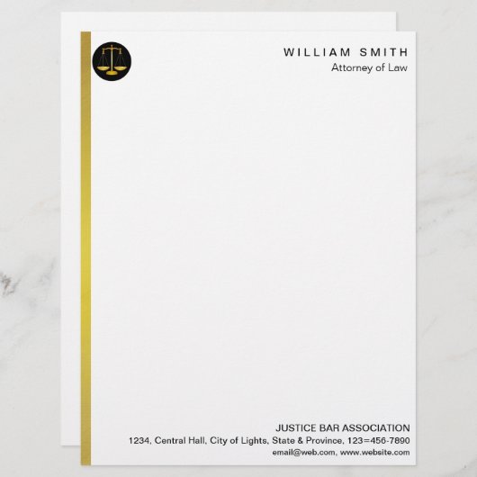 Procureur van de advocatuur Faux Gold Scale Briefhoofd (Voorkant / Achterkant)