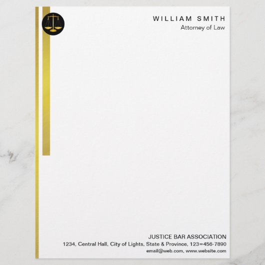 Procureur van de advocatuur Faux Gold Scale Briefhoofd (Voorkant)