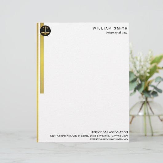 Procureur van de advocatuur Faux Gold Scale Briefhoofd (Staand voorkant)