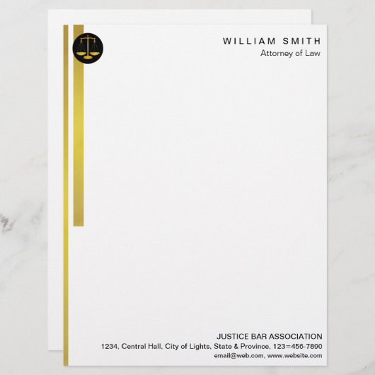 Procureur van de advocatuur Faux Gold Scale Briefhoofd (Voorkant / Achterkant)