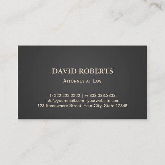 Procureur van de Law Gold Scale Dark Gray Lawyer Visitekaartje (Achterkant)