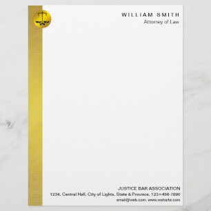 Procureur van het advocatenkantoor Law Gold Scale Briefhoofd