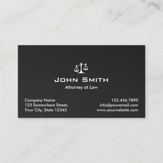procureur van Law Black Carbon Fiber Lawyer Visitekaartje (Voorkant)