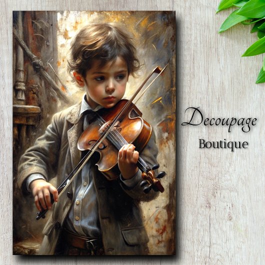 Prodigy's Melody  Violist Decoupage Tissuepapier
