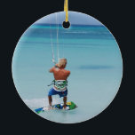 Product aanpassen keramisch ornament<br><div class="desc">Kiteboarder kiting in de tropische oceaanwateren van Aruba.</div>