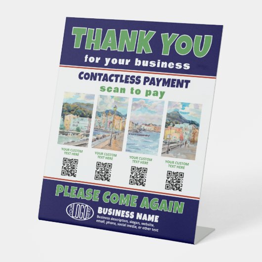 Product Afbeeldingen, QR-codes en zakelijke Logo u Reclamebord Met Voetstuk (Voorkant)