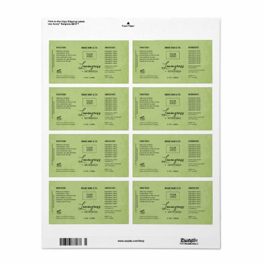  Product Customizable Lemon Green Label (Full Sheet)