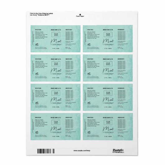 Product Customizable Mint Rustic Label (Full Sheet)