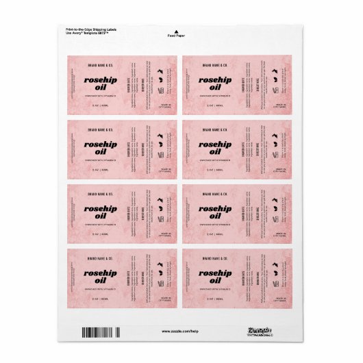  Product Customizable Pink Rustic Label (Full Sheet)