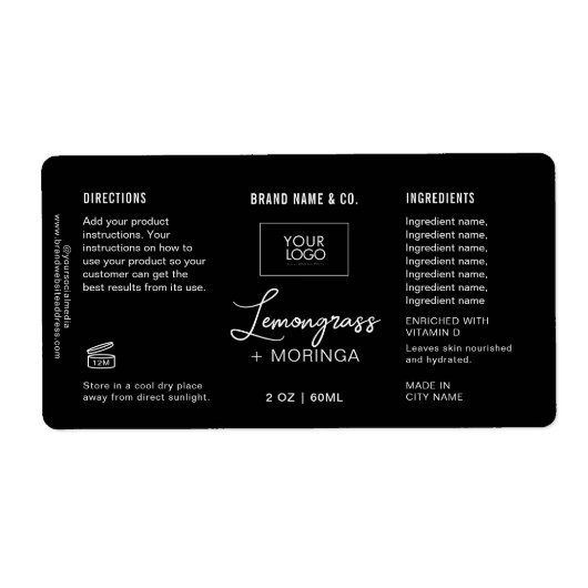  Product Customizable white & Black Label (Voorkant)