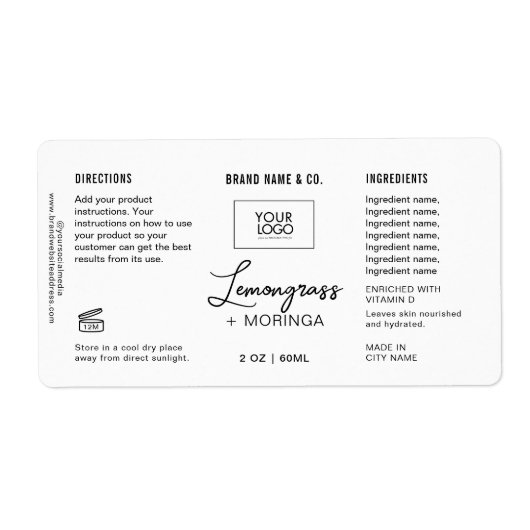  Product Customizable white & Black Label (Voorkant)