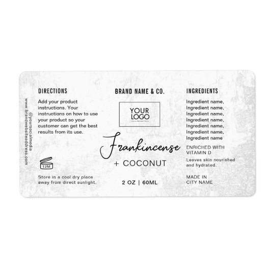  Product Customizable White Rustic Label (Voorkant)