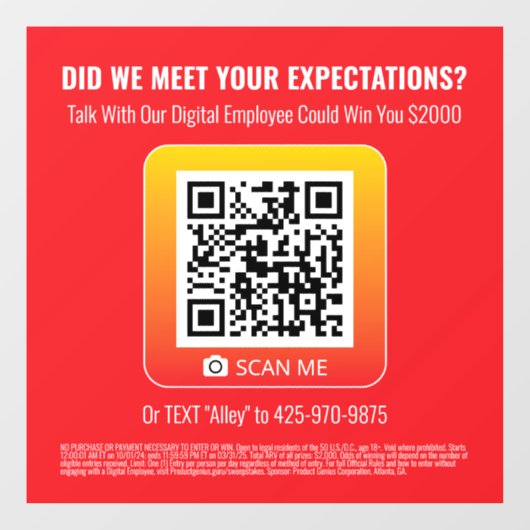 Product Genius Rood 8x8 Window Cling - Sweepstakes Raamsticker (Vel)