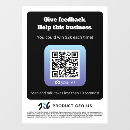 Product Genius - window cling - 101524version Raamsticker (Vel)