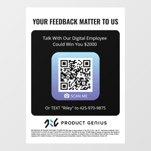 Product Genius - Window Cling - Sweepstakes Raamsticker (Vel)