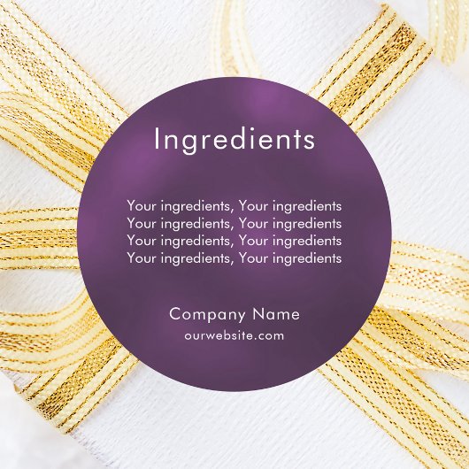Product ingrediënt lijst paarse business label