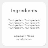 Product ingrediëntenlijst zakelijk label (Voorkant)