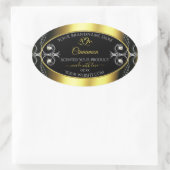 Product-labels voor Glamoureuzendiamanten Black Go Ovale Sticker (Tas)