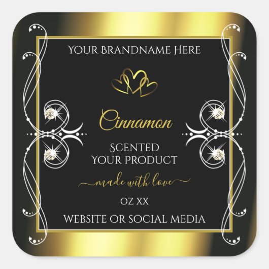 Product-labels voor Glamoureuzendiamanten Black Go Vierkante Sticker (Voorkant)