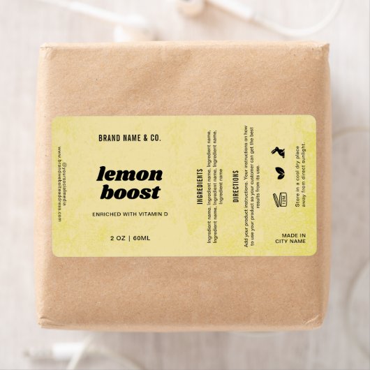 Product  Lemon Yellow Rustic Label (Insitu)