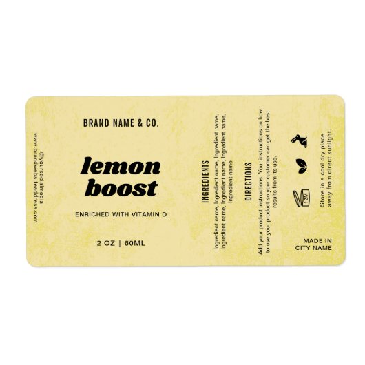 Product Lemon Yellow Rustic Label (Voorkant)