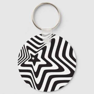 product met een zwarte en witte ster-illusievector sleutelhanger